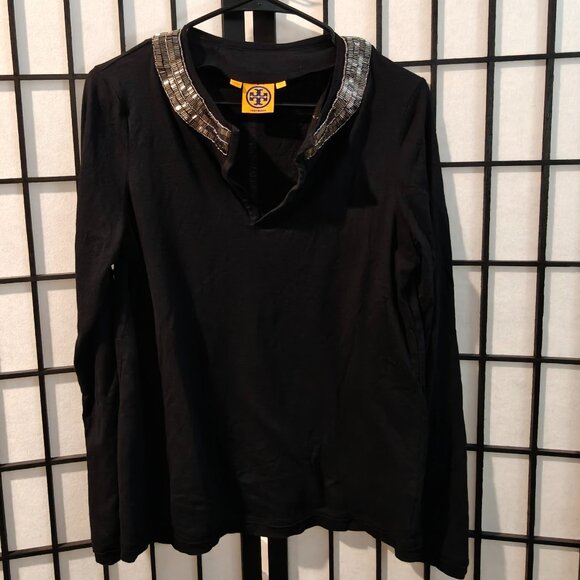 Tory Burch Tops - Tory Burch Beaded Long Sleeve Top Cotton Dressy Casual- Size L